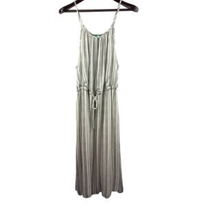Women’s dip Size 1X White & Green Striped Tank Maxi Dress